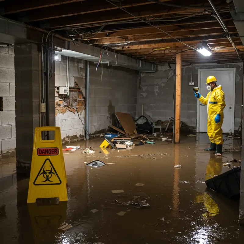 Flooded Basement Electrical Hazard in Long Beach, IN Property