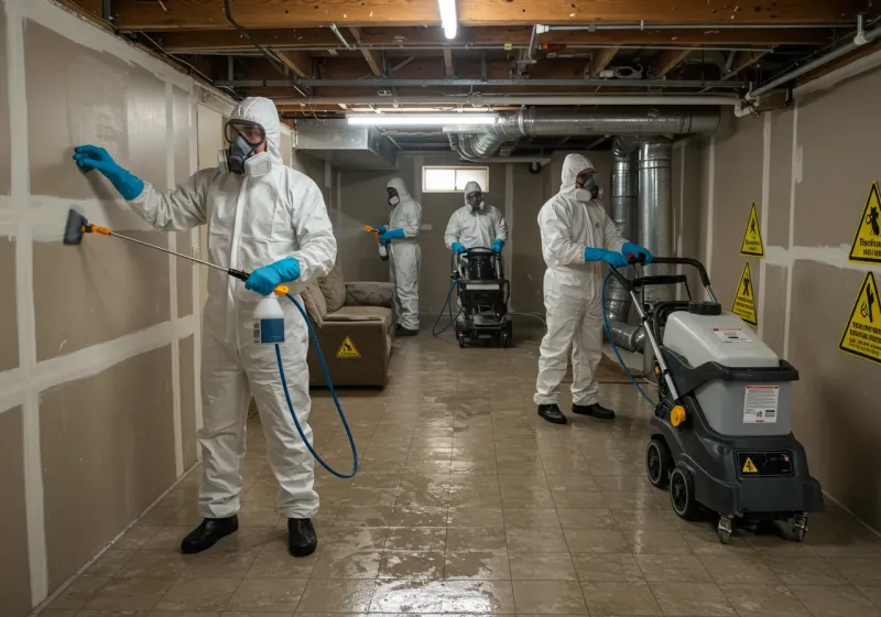 Basement Moisture Removal and Structural Drying process in Long Beach, IN